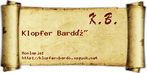 Klopfer Bardó névjegykártya